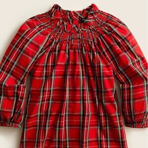 J. Crew Smocked-neck top in Good Tidings plaid 2X NWOT